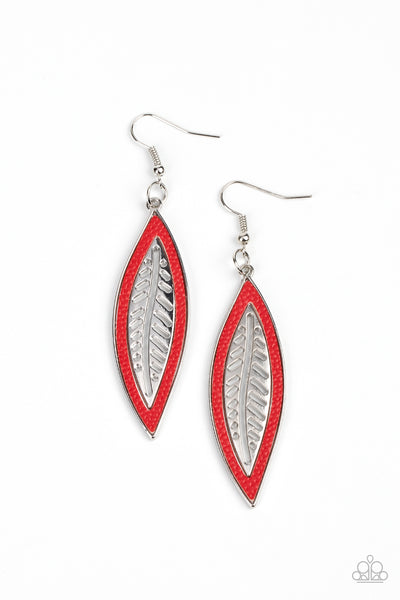 Leather Lagoon - Red Paparazzi Earrings