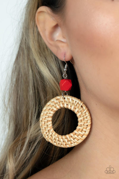 Wildly Wicker - Red Paparazzi Earrings