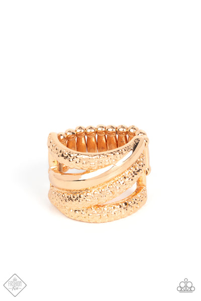 Contemporary Convergence - Gold Paparazzi Ring