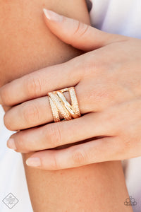 Contemporary Convergence - Gold Paparazzi Ring