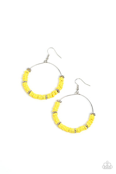 Loudly Layered - Yellow Paparazzi Earrings