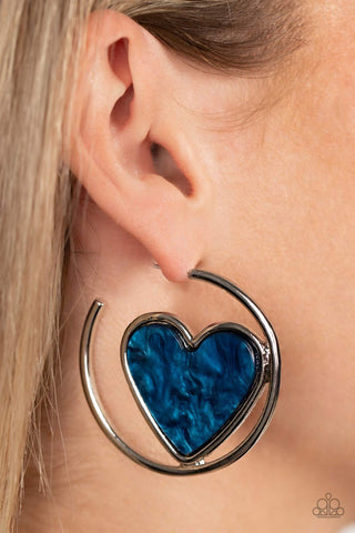 Smitten with You Blue Paparazzi Hoop Earring