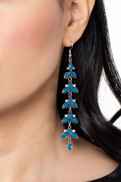 Fanciful Foliage - Blue Paparazzi Earrings