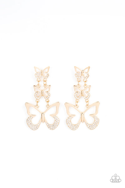 Flamboyant Flutter - Gold Paparazzi Earrings