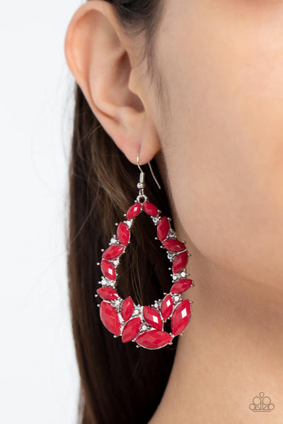 Tenacious Treasure - Red Paparazzi Earrings