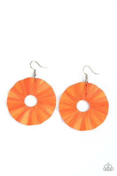 Fan the Breeze - Orange Paparazzi Earrings