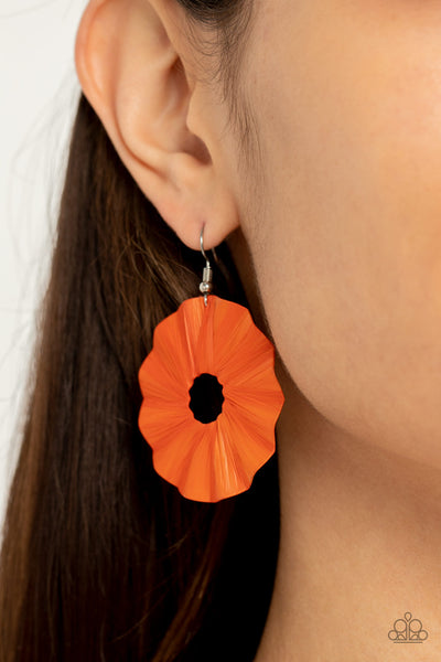 Fan the Breeze - Orange Paparazzi Earrings