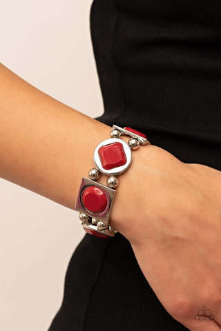 Asymmetrical A-Lister - Red Bracelet Paparazzi