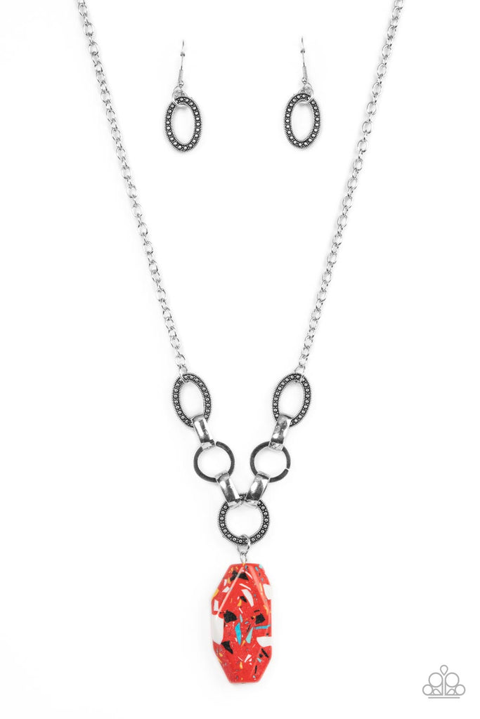 Paparazzi red clearance and silver necklace