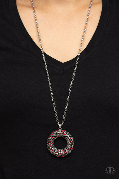 Wintry Wreath Red Paparazzi Necklace