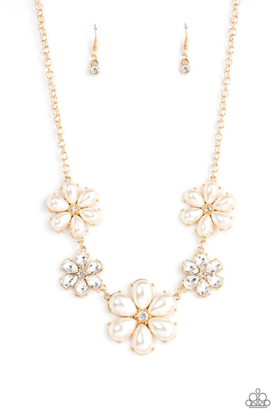 Fiercely Flowering - Gold Paparazzi Necklace