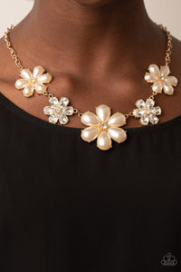 Fiercely Flowering - Gold Paparazzi Necklace