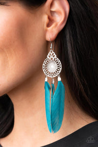 Pretty in PLUMES - Blue Paparazzi Earrings