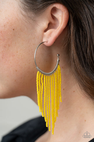 Saguaro Breeze - Yellow Paparazzi Hoop Earrings