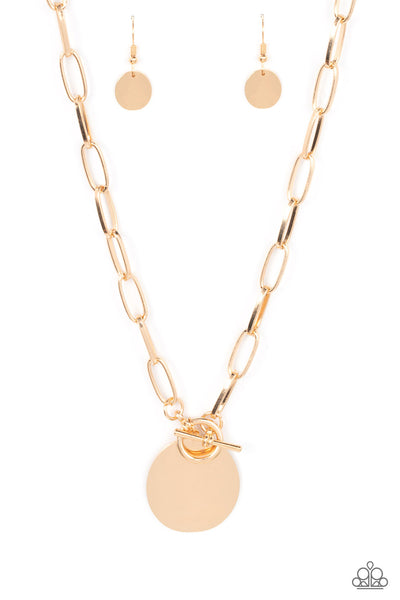 Tag Out - Gold Paparazzi Necklace