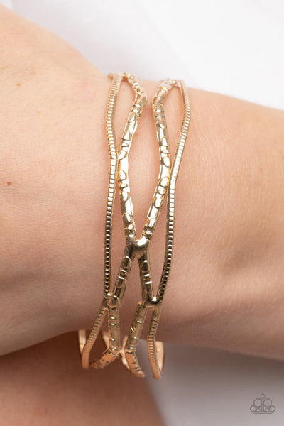 A Narrow ESCAPADE - Gold Paparazzi Bracelet