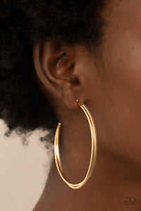 Monochromatic Curves - Gold Paparazzi Hoop Earrings