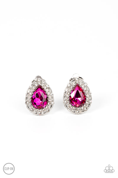 Haute Happy Hour - Pink Paparazzi Clip-On Earrings