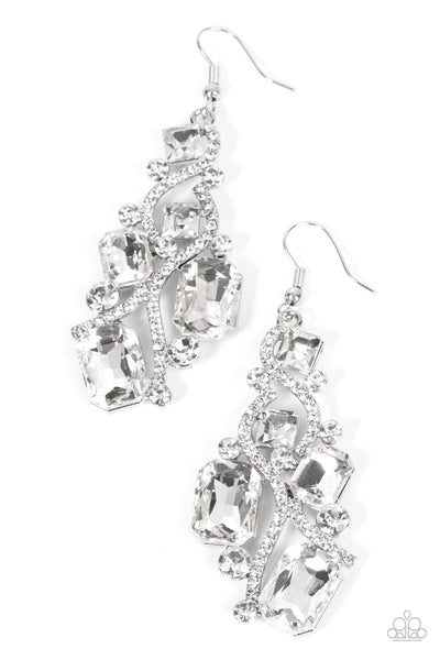 Interstellar Illumination - White Paparazzi Earrings