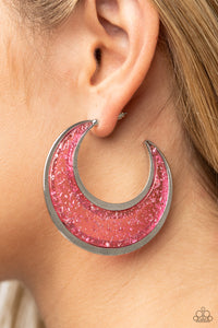 Charismatically Curvy - Pink Paparazzi Hoop Earrings