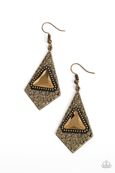 Cosmic Destination - Brass Paparazzi Earrings