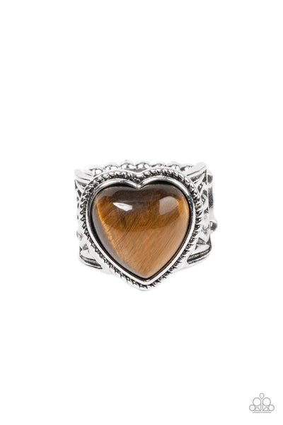 Stone Age Admirer - Brown Paparazzi Ring