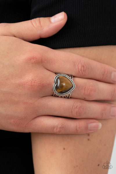 Stone Age Admirer - Brown Paparazzi Ring