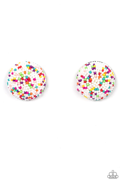 Kaleidoscope Sky - White Paparazzi Earrings