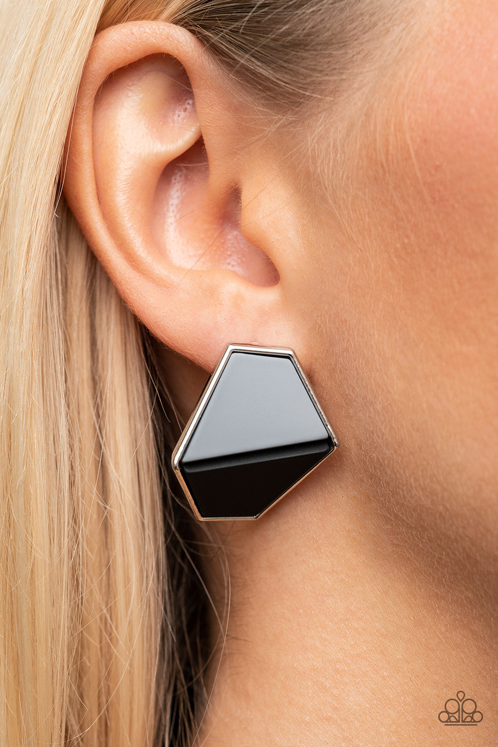 Generically Geometric - Black Paparazzi Earrings