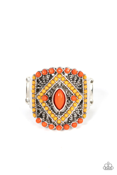 Amplified Aztec - Orange Paparazzi Ring