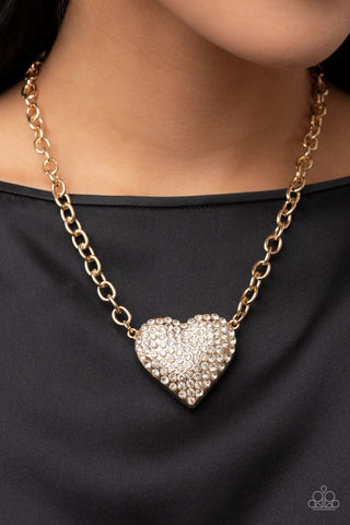 Heartbreakingly Blingy - Gold Paparazzi Necklace