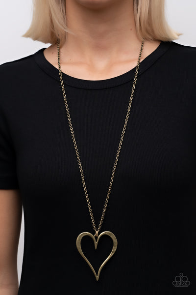 Hopelessly In Love - Brass Paparazzi Necklace
