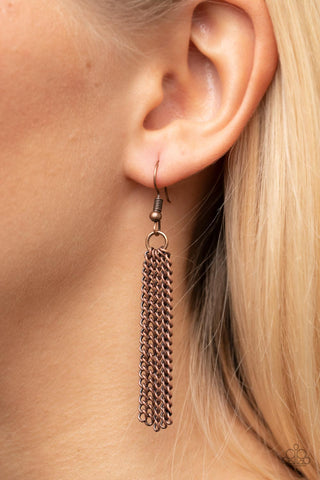 Tai Chi Tassel - Copper Paparazzi Necklace/Earring Set