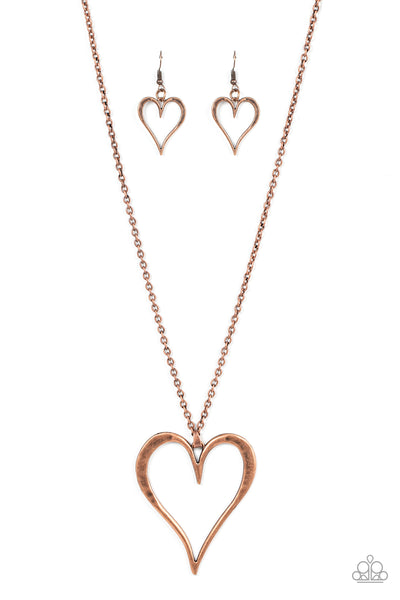 Hopelessly In Love - Copper Paparazzi Necklace