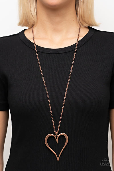 Hopelessly In Love - Copper Paparazzi Necklace