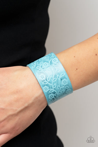 Rosy Wrap Up - Blue Paparazzi Bracelet