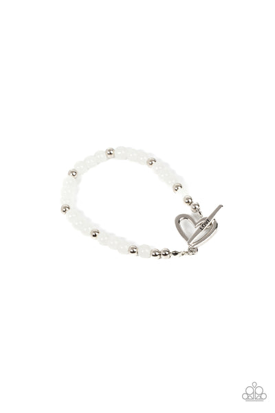 Following My Heart - White Paparazzi Bracelet