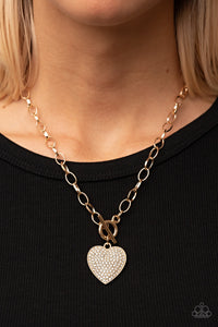 If You LUST - Gold Paparazzi Heart Necklace