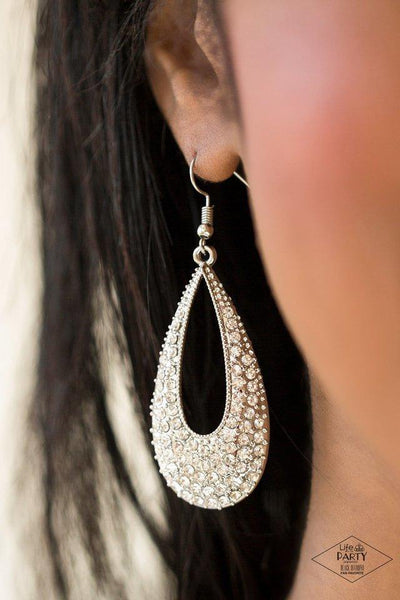 Big-Time Spender - White Paparazzi Earring - sofancyjewels