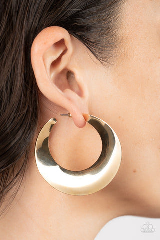 Power Curves - Gold Paparazzi Hoop Earrings