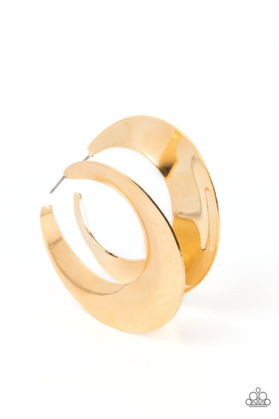 Power Curves - Gold Paparazzi Hoop Earrings