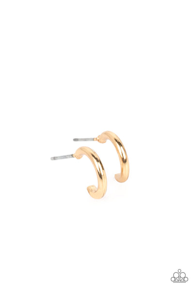 Skip the Small Talk - Gold Paparazzi Hoop Earrings