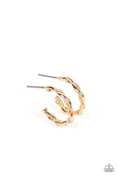 Irresistibly Intertwined - Gold Paparazzi Hoop Earrings