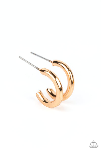 Small-Scale Shimmer - Gold Paparazzi Hoop Earrings