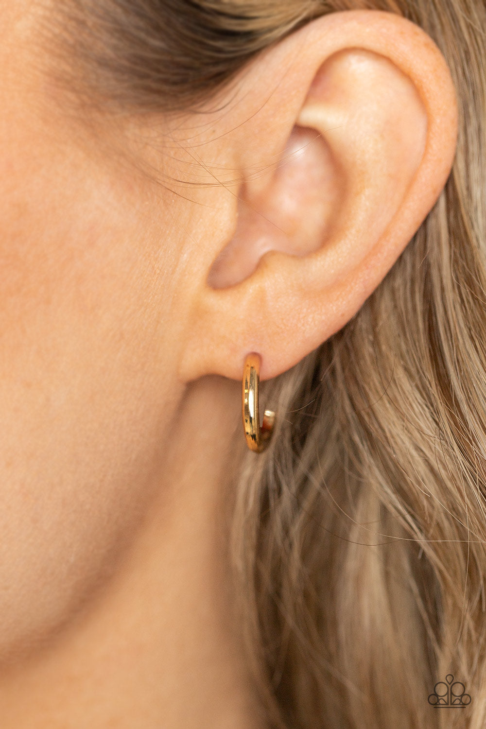 Small-Scale Shimmer - Gold Paparazzi Hoop Earrings