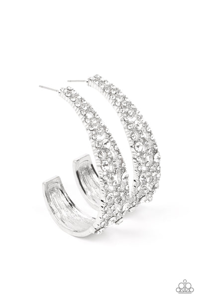 Cold as Ice - White Paparazzi Hoop Earrings