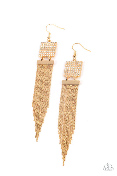 Dramatically Deco - Gold Paparazzi Earrings