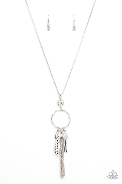 Tastefully Tasseled - White Paparazzi Necklace