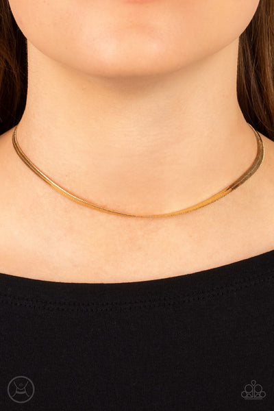 In No Time Flat - Gold Paparazzi Choker/Necklace