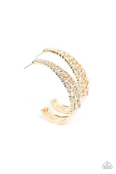 Cold as Ice - Gold Paparazzi Hoop Earrings